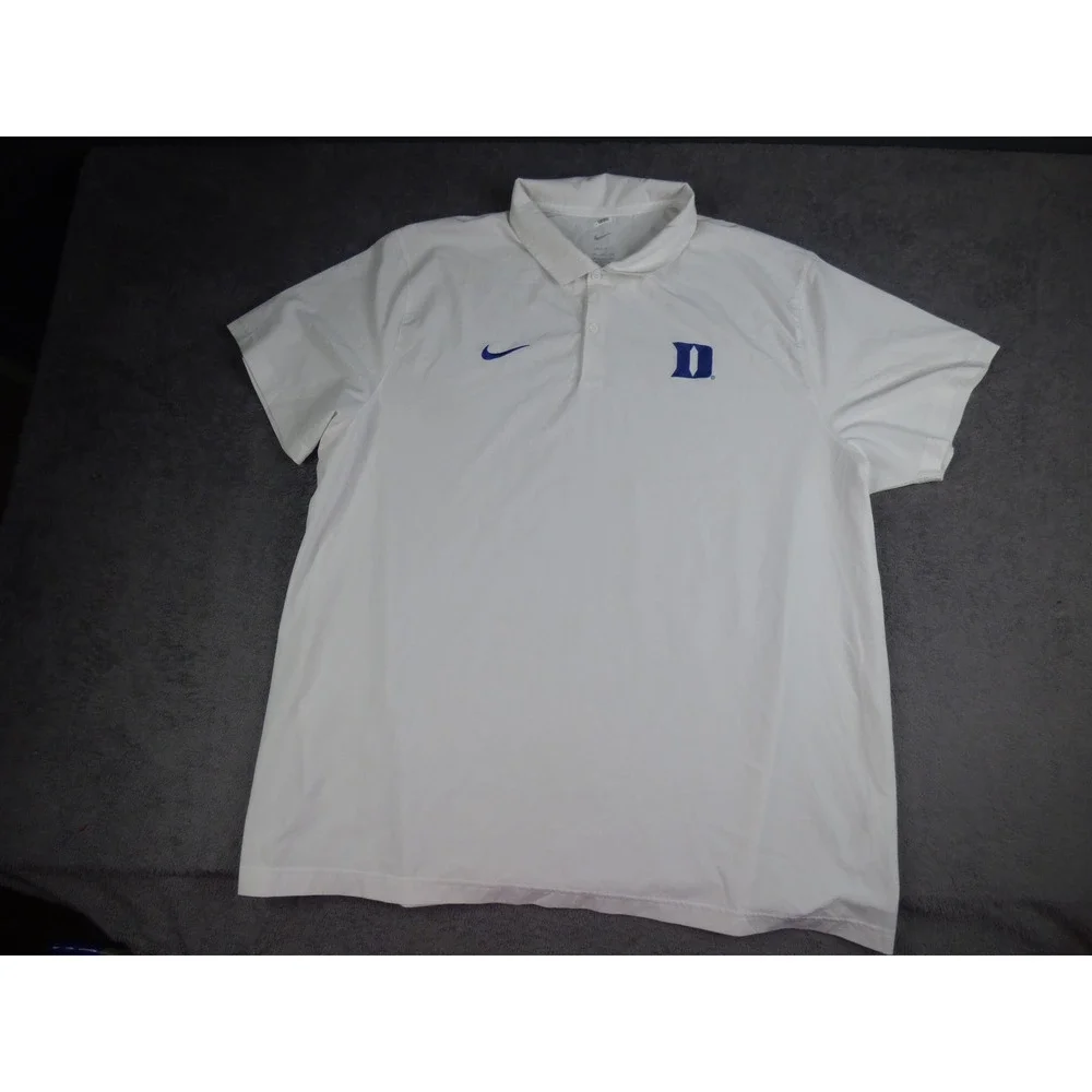 Nike Duke Blue Devils Dri-FIT Polo Shirt Mens 3XL White Blue 02F8-10A 12598